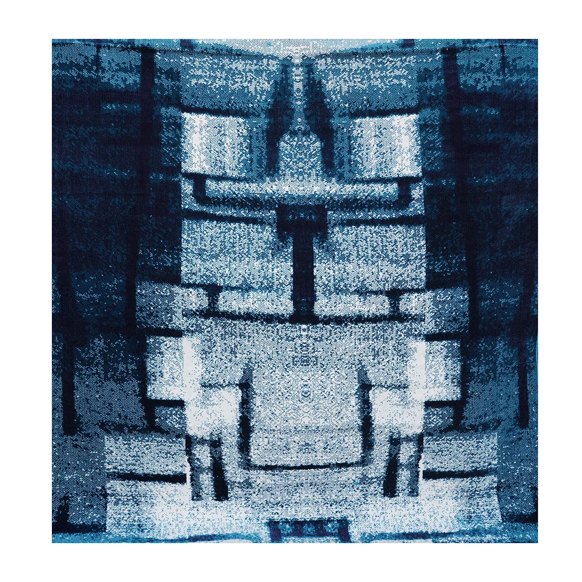 Modern Abstract Blue Geometric Machine-Made Rug