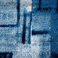 Modern Abstract Blue Geometric Machine-Made Rug