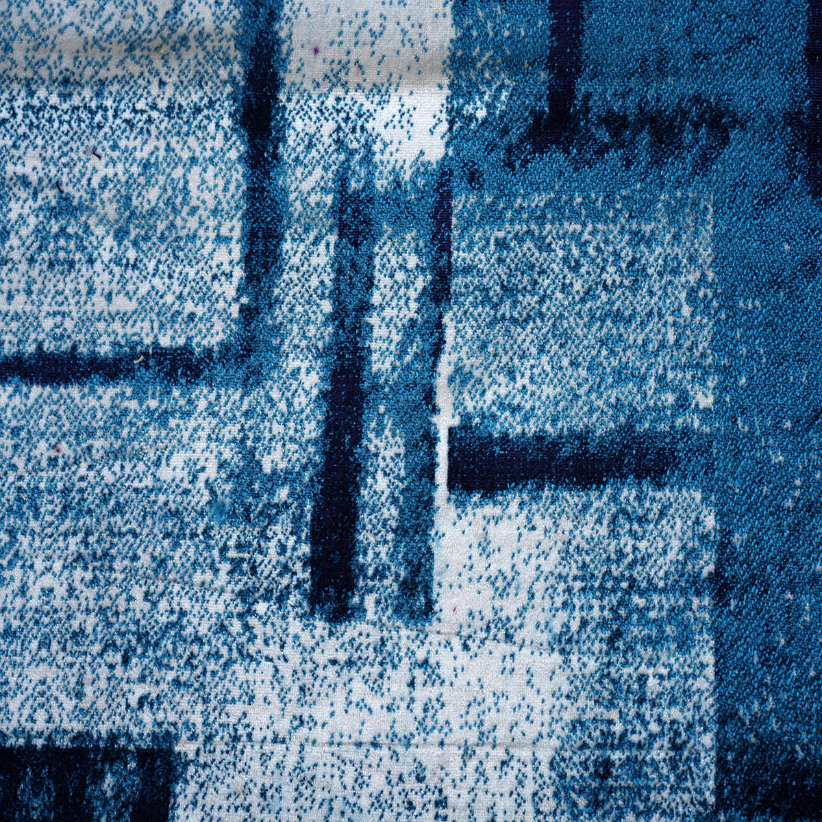 Modern Abstract Blue Geometric Machine-Made Rug