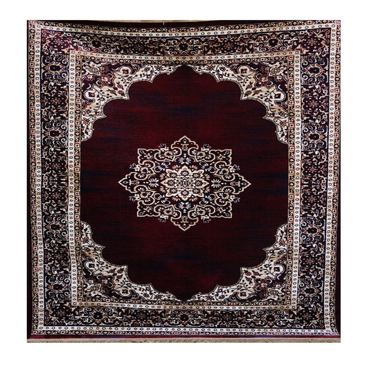 Elegant Traditional Persian Design Machine-Made Rug – Burgundy & Ivory