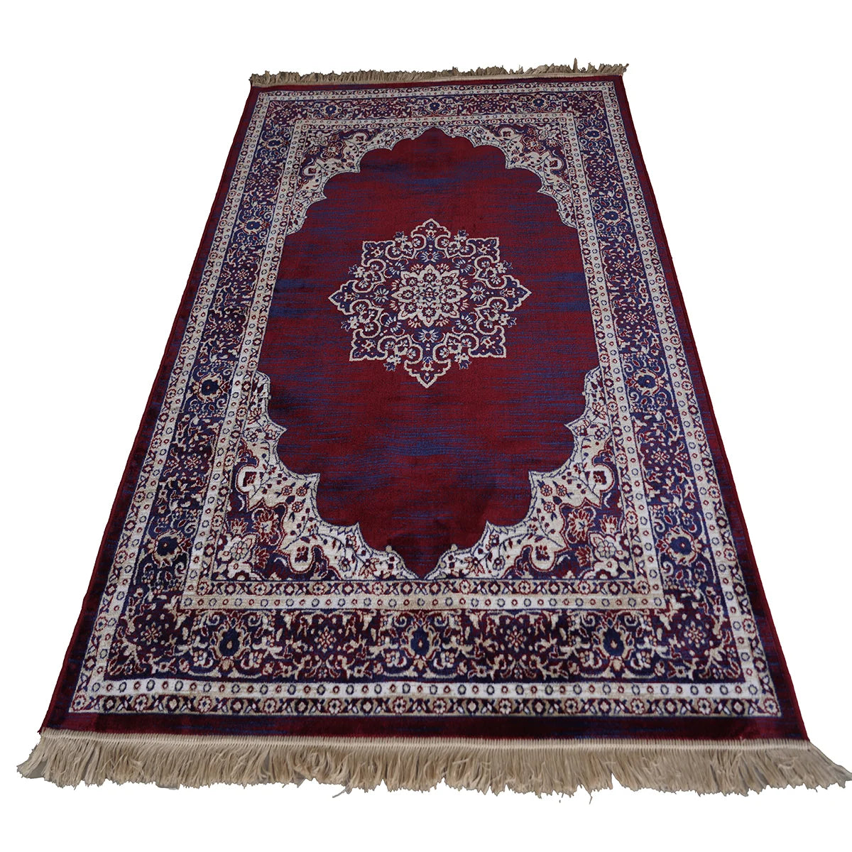 Elegant Traditional Persian Design Machine-Made Rug – Burgundy & Ivory