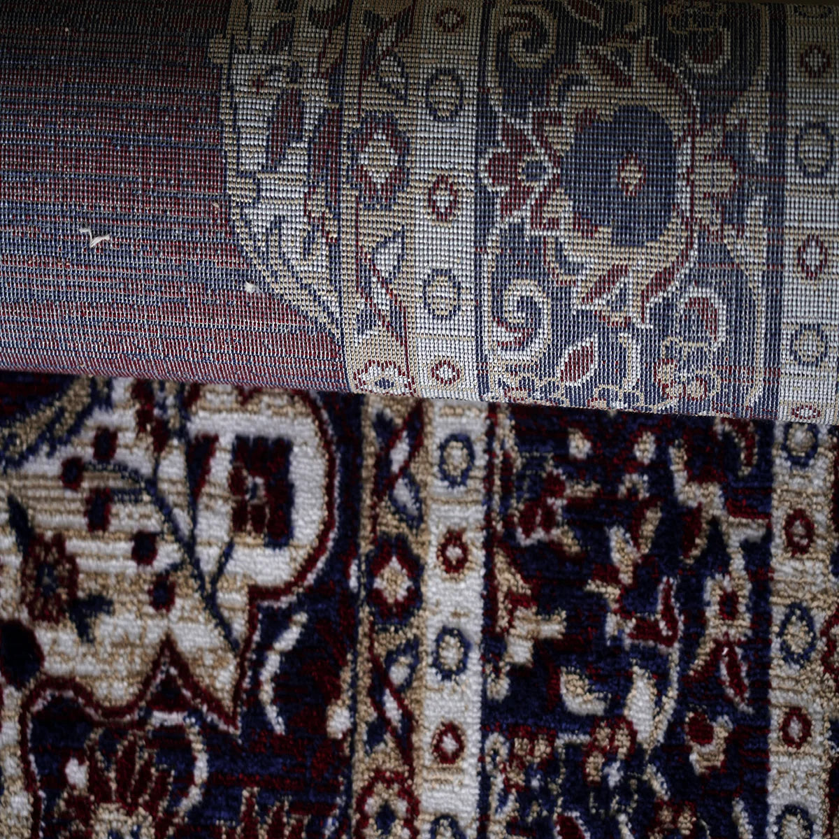 Elegant Traditional Persian Design Machine-Made Rug – Burgundy & Ivory