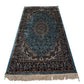 Elegant Persian Style Machine-Made Rug – Blue & Black Floral Medallion Design