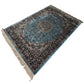 Elegant Persian Style Machine-Made Rug – Blue & Black Floral Medallion Design