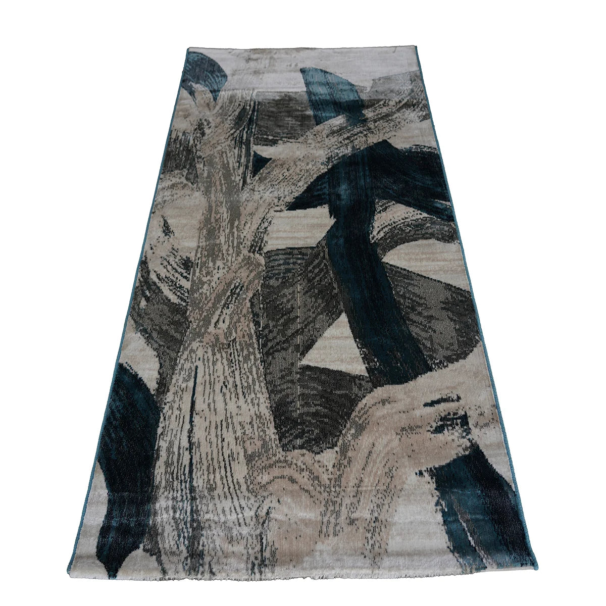 Modern Abstract Brushstroke Design Machine-Made Rug