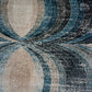 Modern Geometric Pattern Machine-Made Rug in Blue & Beige Tones