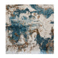 Abstract Blue & Beige Machine-Made Rug – Contemporary Area Carpet