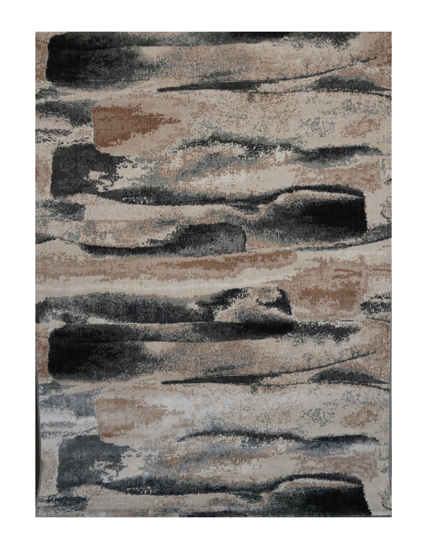 Modern Abstract Machine-Made Rug – Neutral Toned Contemporary Area Carpet