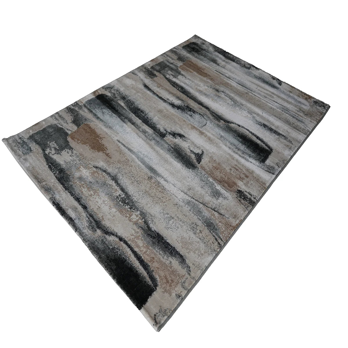 Modern Abstract Machine-Made Rug – Neutral Toned Contemporary Area Carpet
